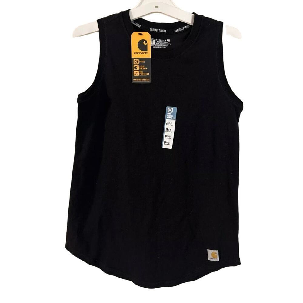 Carhartt Womenβs Tank Top Force Relaxed Fit Midweight Black Sleeveless SZ XS 0-2